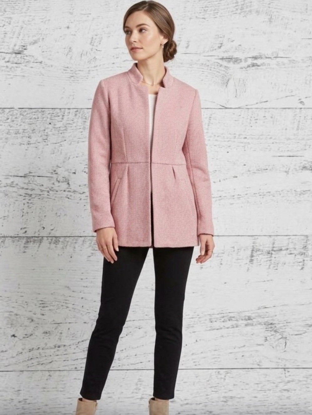 Women's Pink Herringbone Autumn Jacket